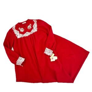 VTG Kayser Women's Size Small Red Robe House Coat Half Zip NOS 60s 70s Cottage